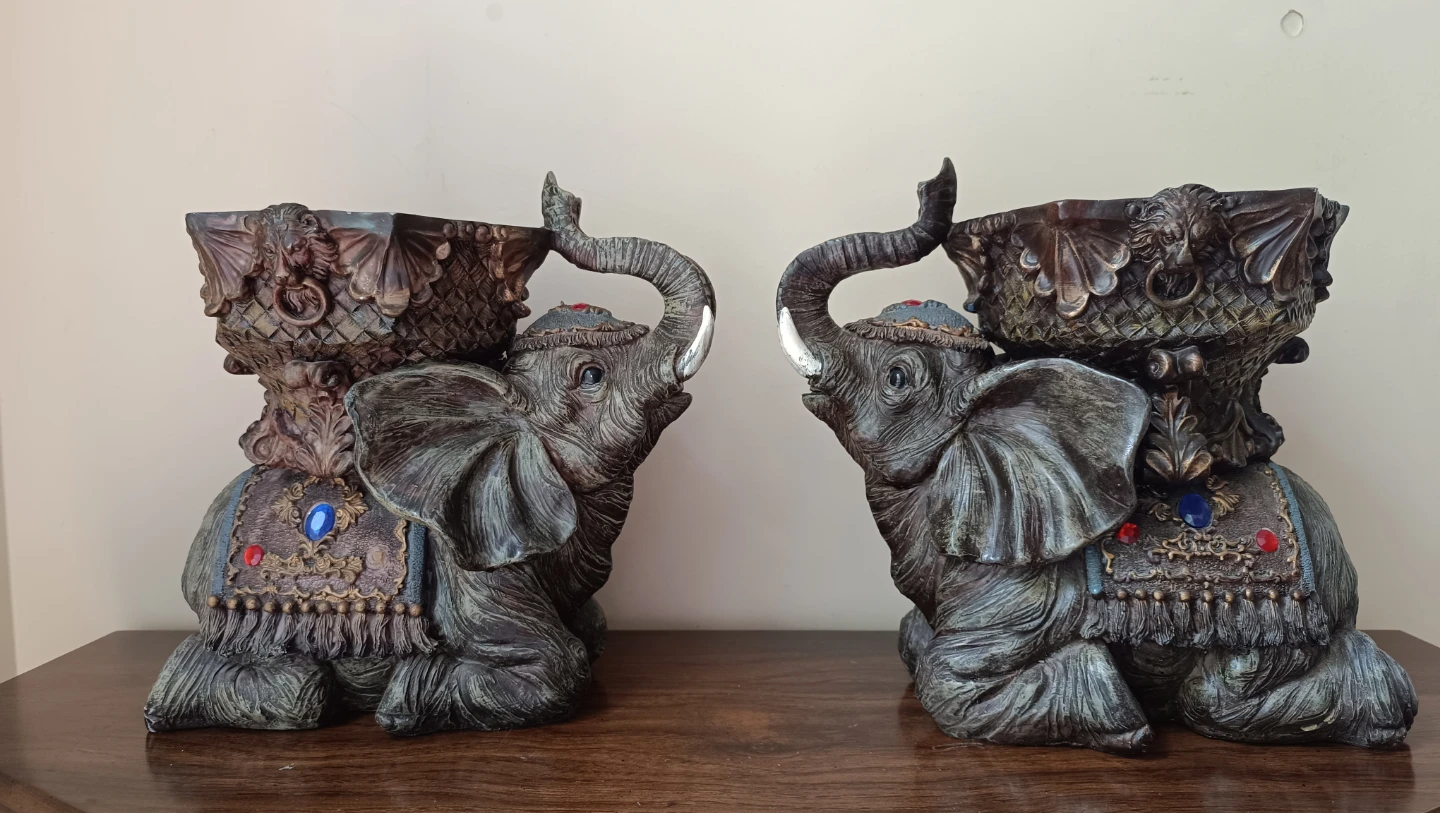 Decorative Elephant Planter Holders - Set of 2