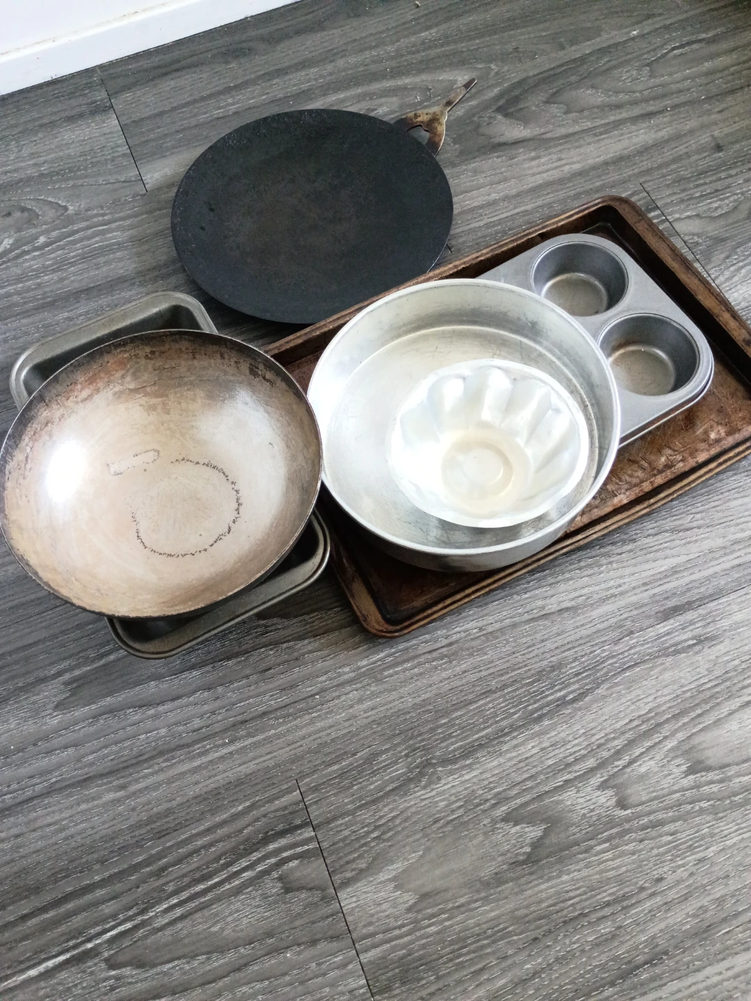 Baking ware and iron pan and a wok