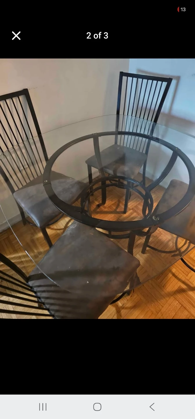 Glass Top Dining Set with 4 Chairs - photo 3