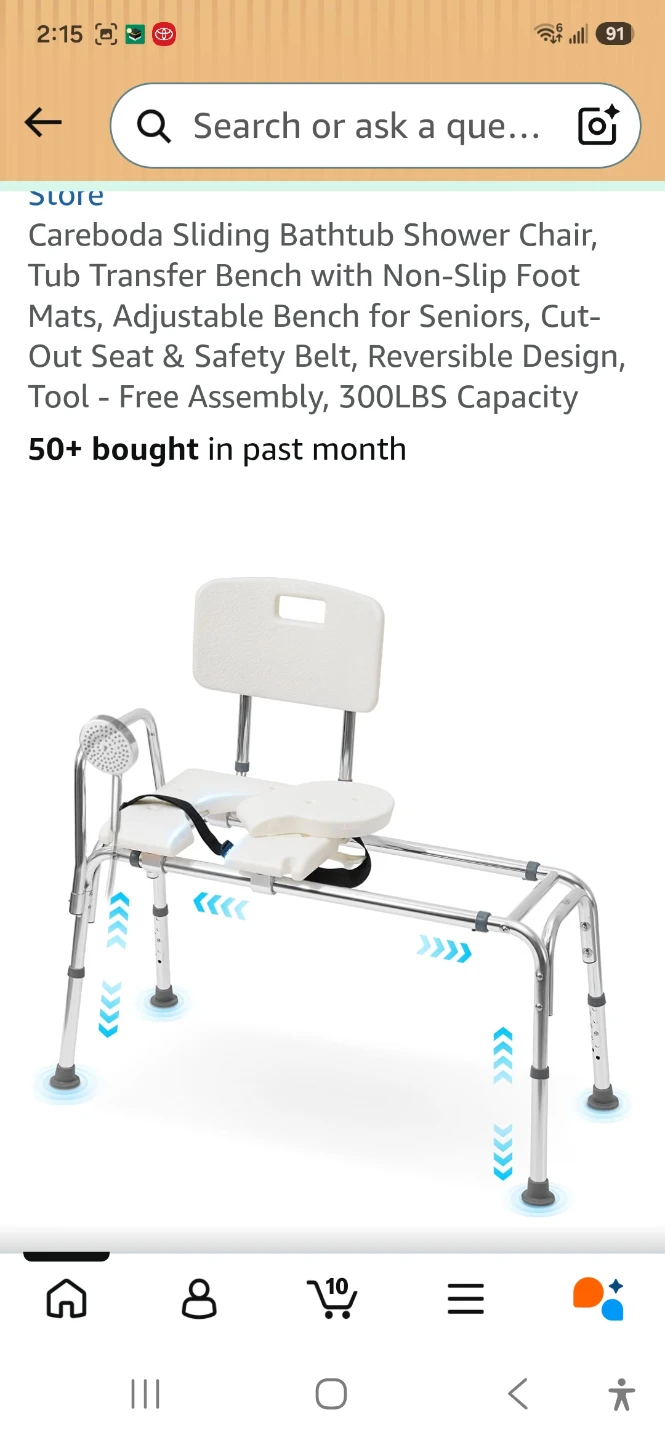 Careboda Sliding Bathtub Shower Chair Transfer Bench