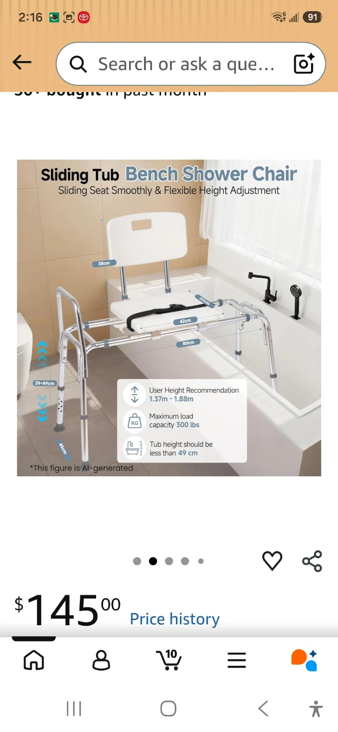 Careboda Sliding Bathtub Shower Chair Transfer Bench - photo 2
