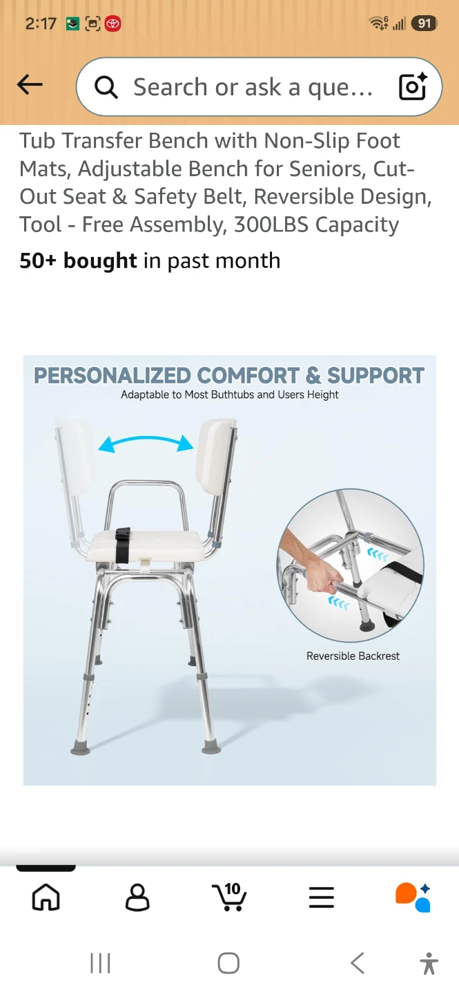 Careboda Sliding Bathtub Shower Chair Transfer Bench - photo 5