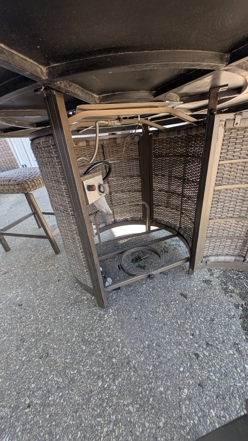 Round Wicker Patio Bar Table with Fire Pit - photo 5