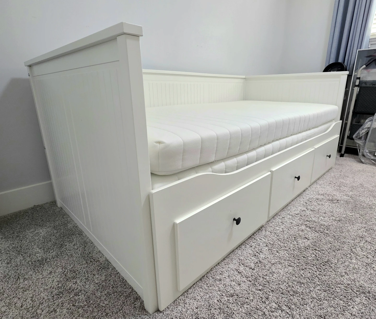 IKEA White Daybed with 3 Storage Drawers and Mattress - photo 2