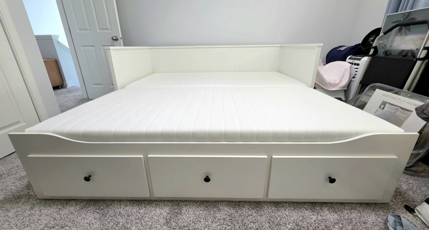 IKEA White Daybed with 3 Storage Drawers and Mattress - photo 4