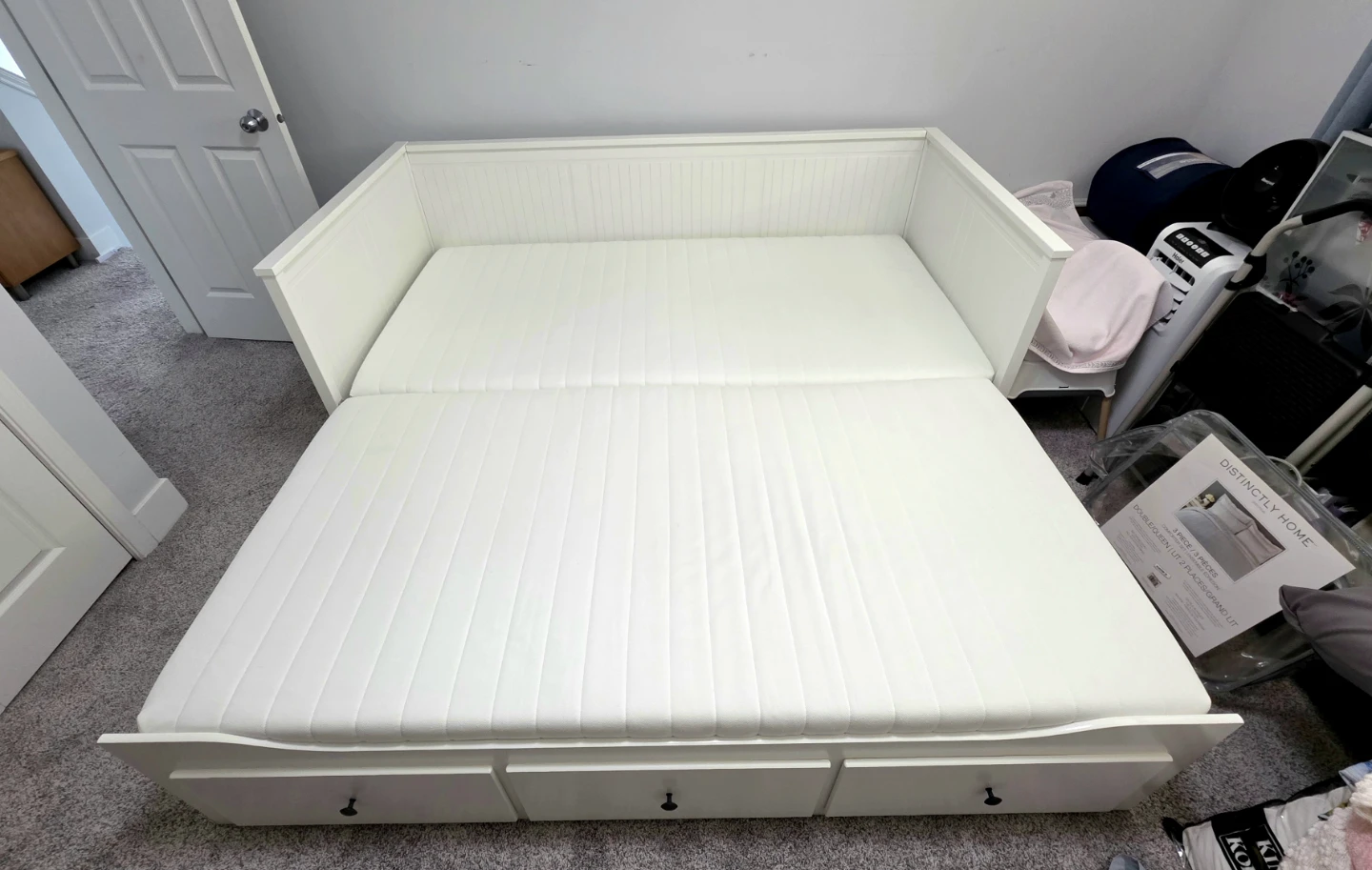 IKEA White Daybed with 3 Storage Drawers and Mattress - photo 5