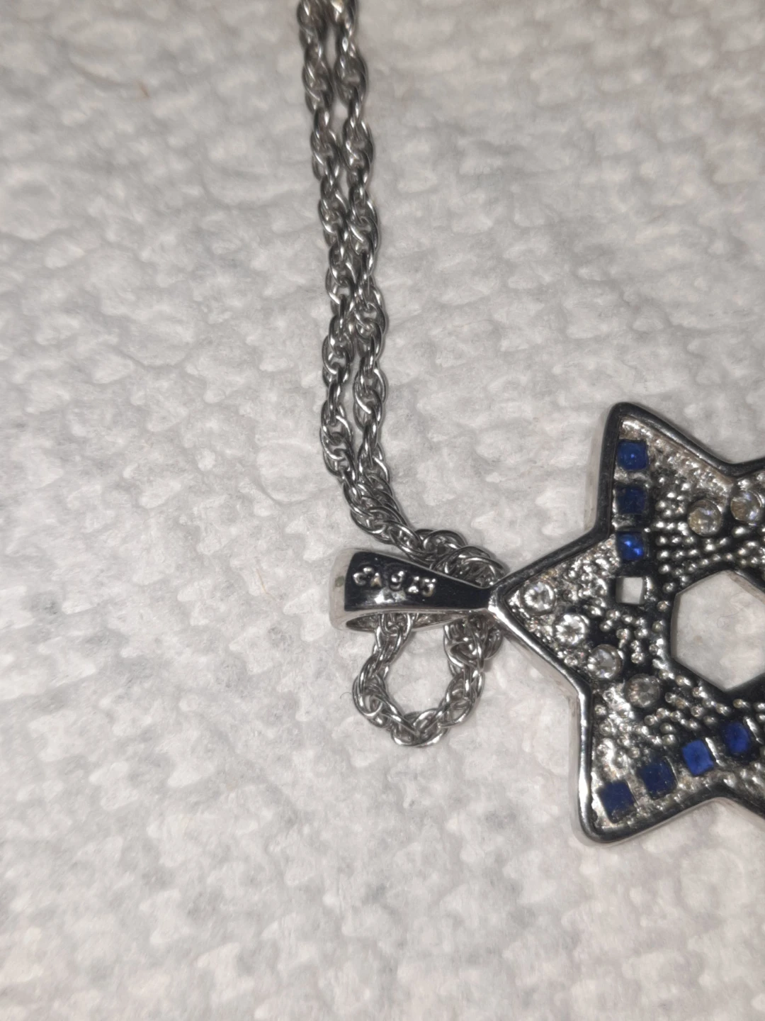 Star of David Necklace with Blue and Clear Stones - photo 3
