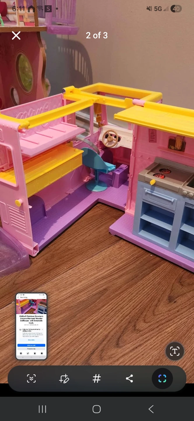 KidKraft qDreamers Mermaid Wooden Dollhouse with Lemonade Truck