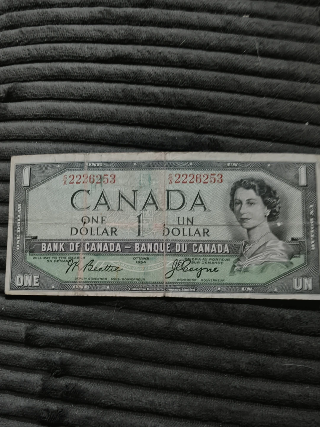 1954 Canadian One Dollar Bill