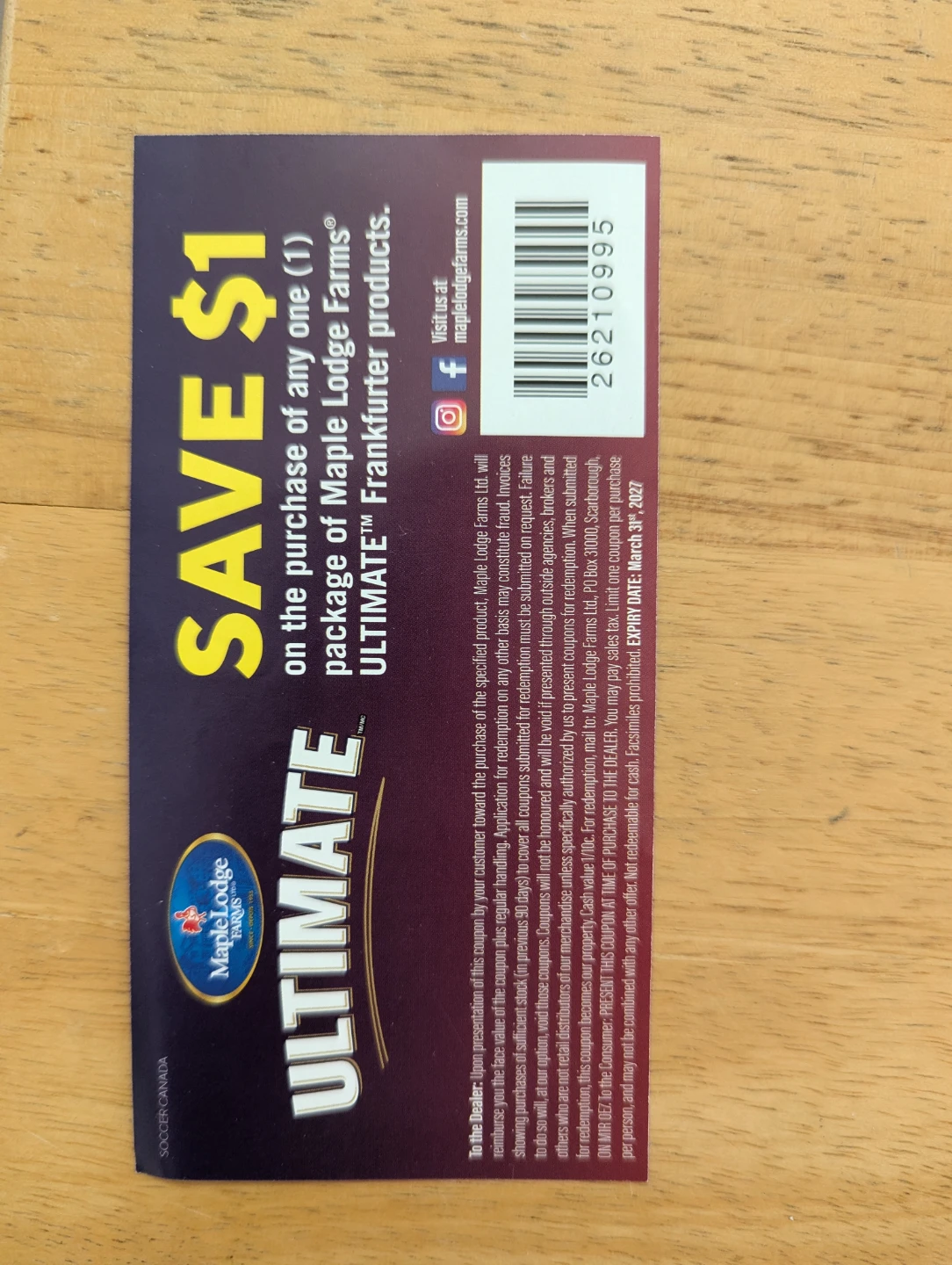 Save $1 on Maple Lodge Farms ULTIMATE Frankfurter products