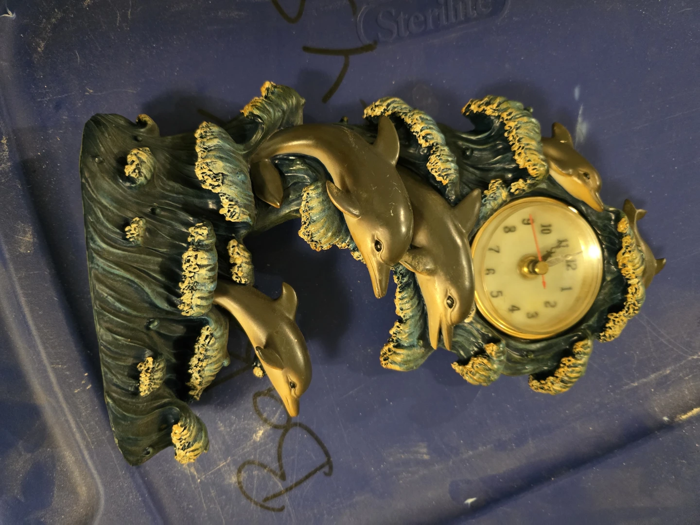 Dolphin and Seashell Figurine with Clock - photo 5