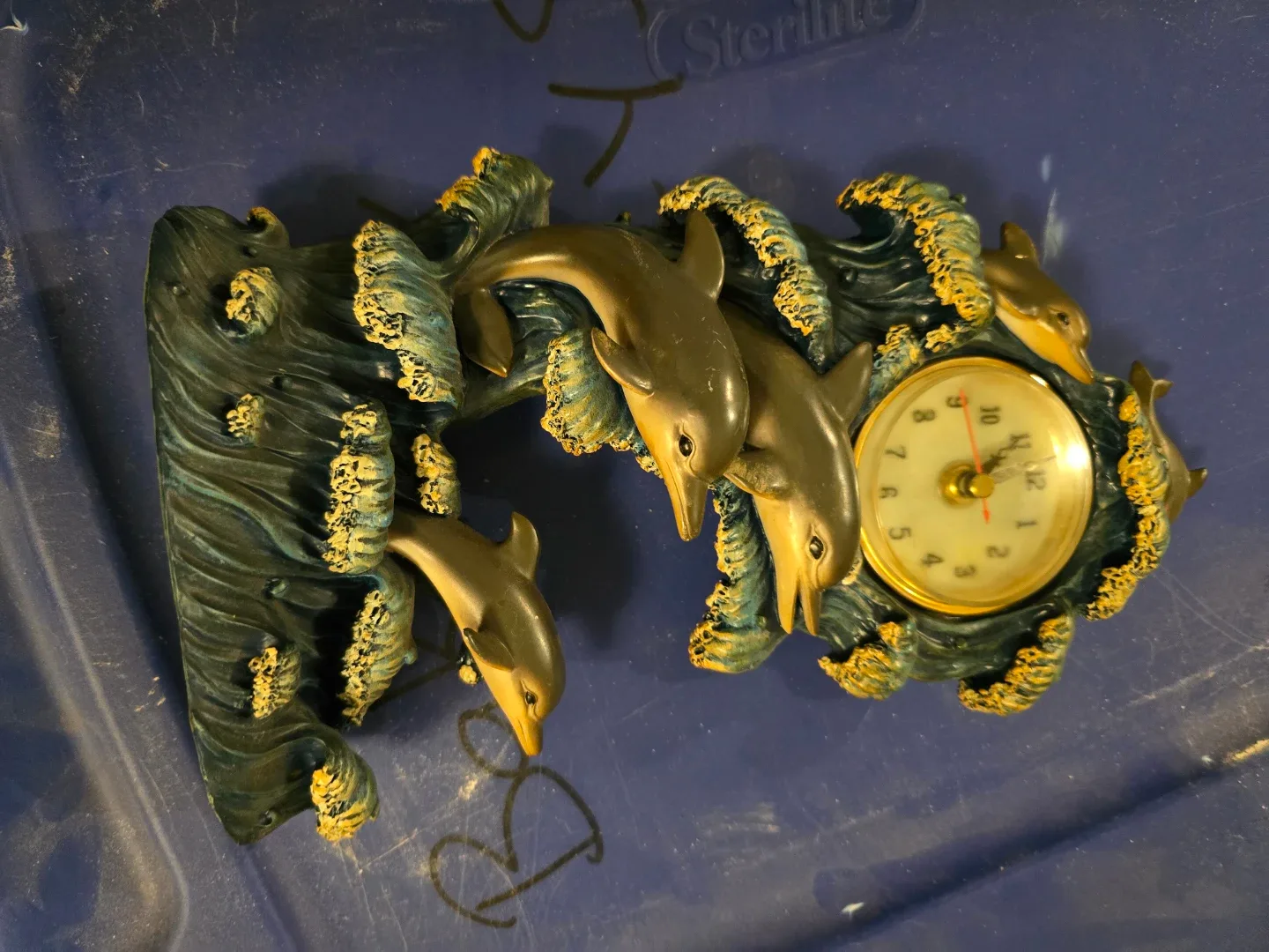 Dolphin and Seashell Figurine with Clock - photo 5
