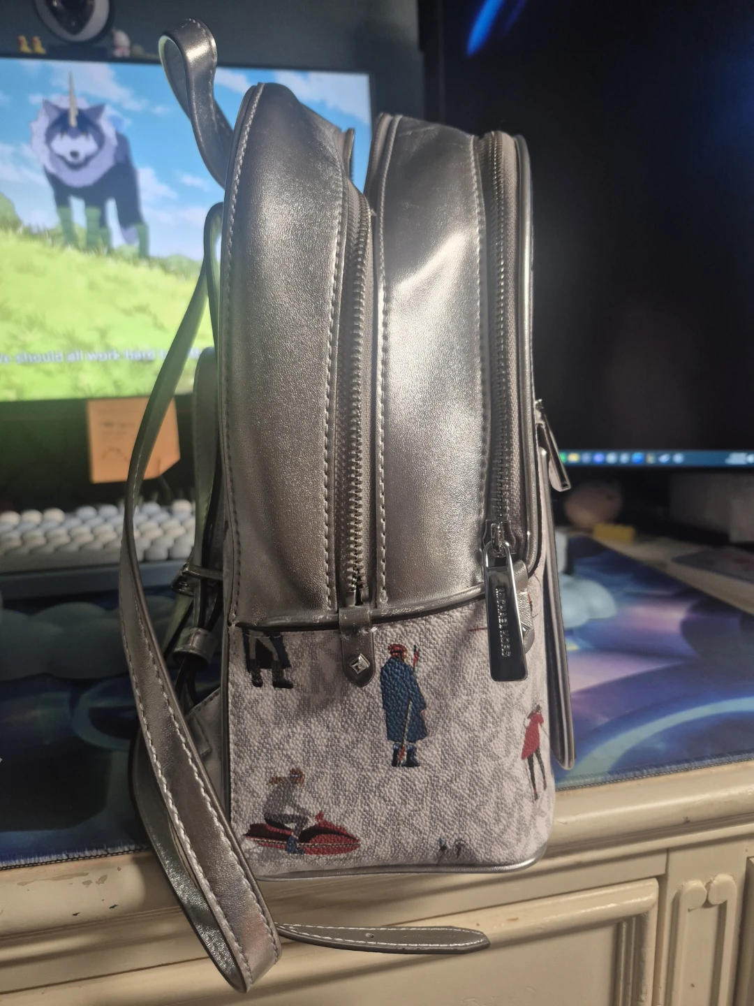 Michael Kors Backpack - White MK Logo with Skiing Figures - photo 2