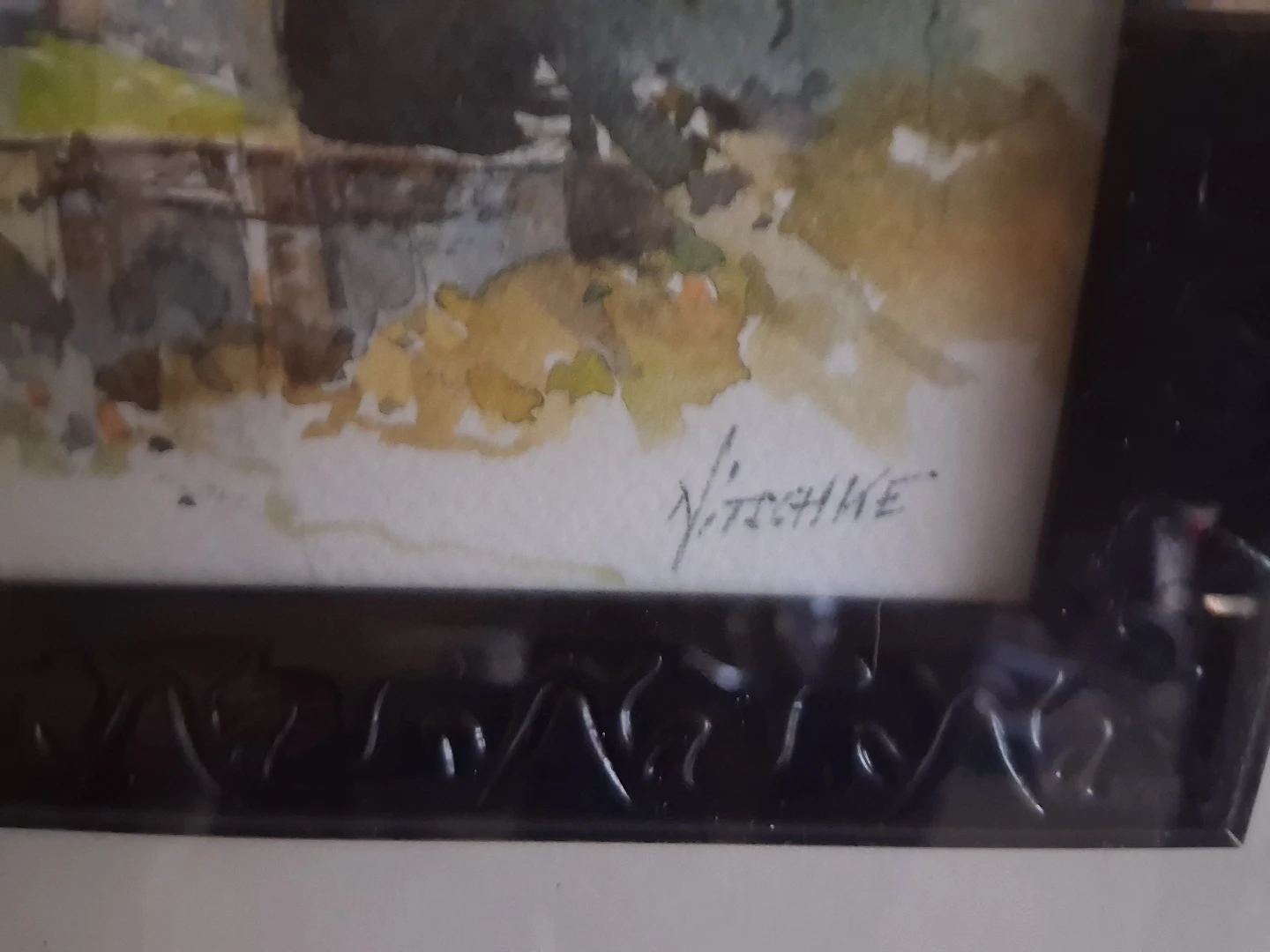 Framed Watercolor Painting of a Castle - photo 2