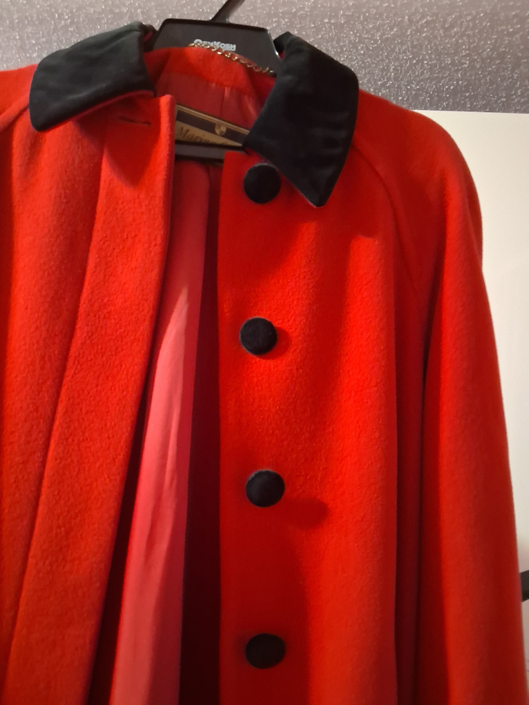 Long Red Coat with Black Velvet Collar