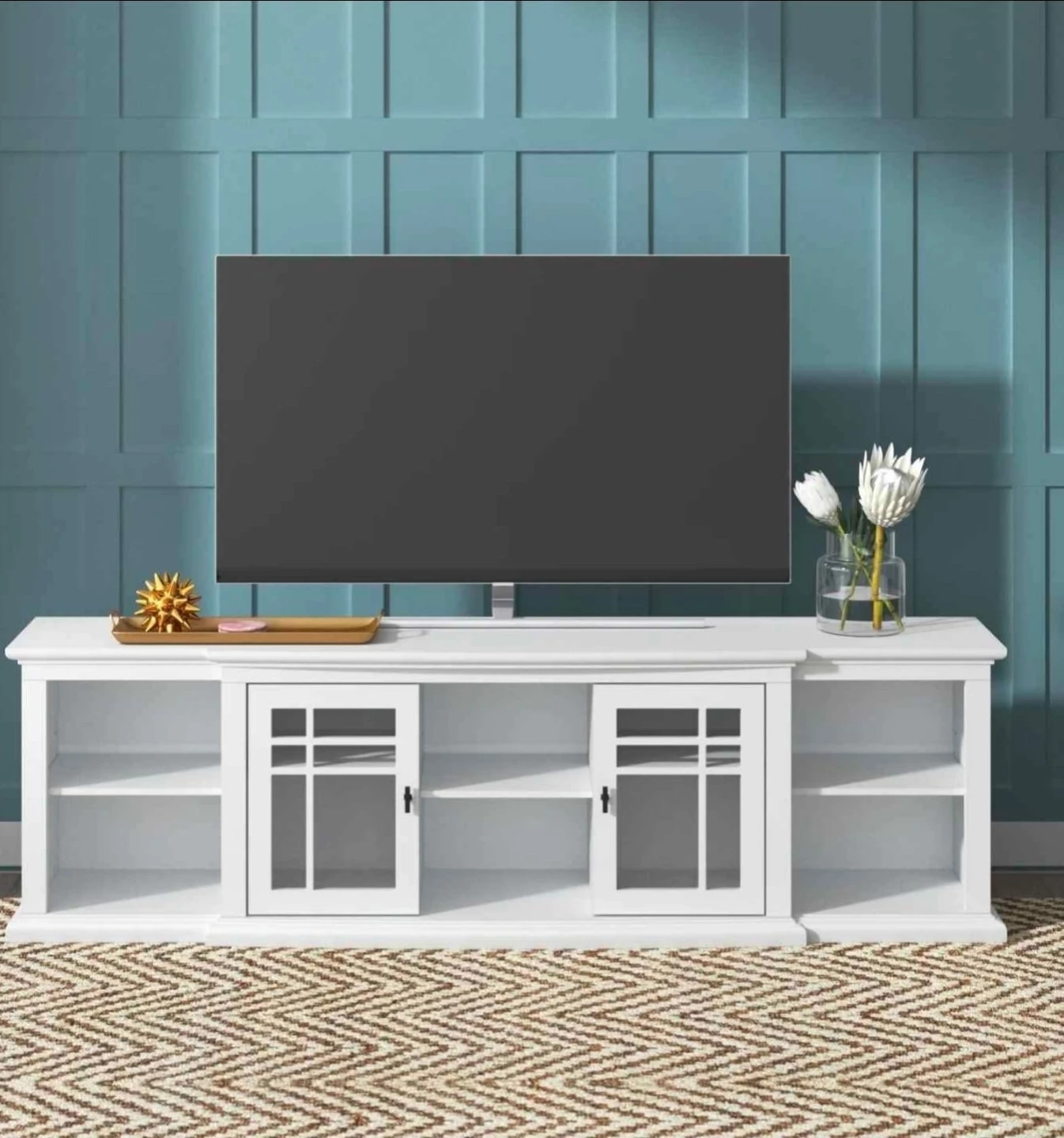 White Media Console TV Stand - photo 3