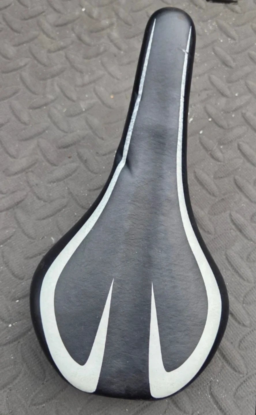 Black Bicycle Saddle with White Accents