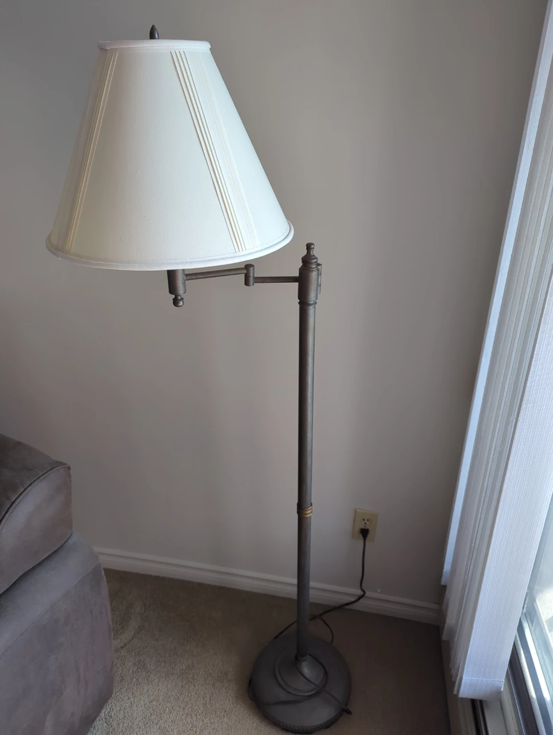 Adjustable Floor Lamp with White Shade