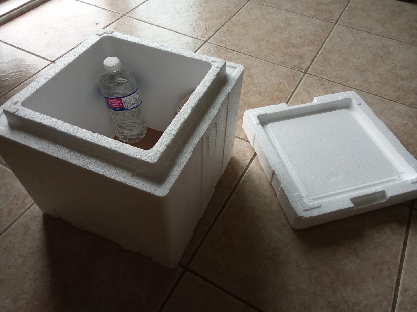 Styrofoam cooler box with lid