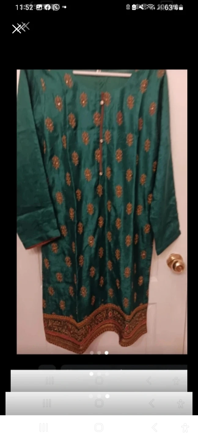 Teal Embroidered Kameez Shalwar Set - photo 2