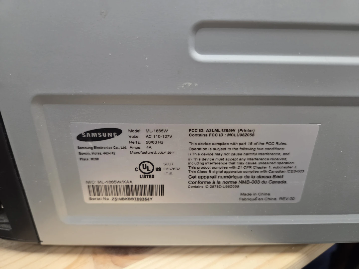 Samsung ML-1865W Monochrome Laser Printer - photo 4
