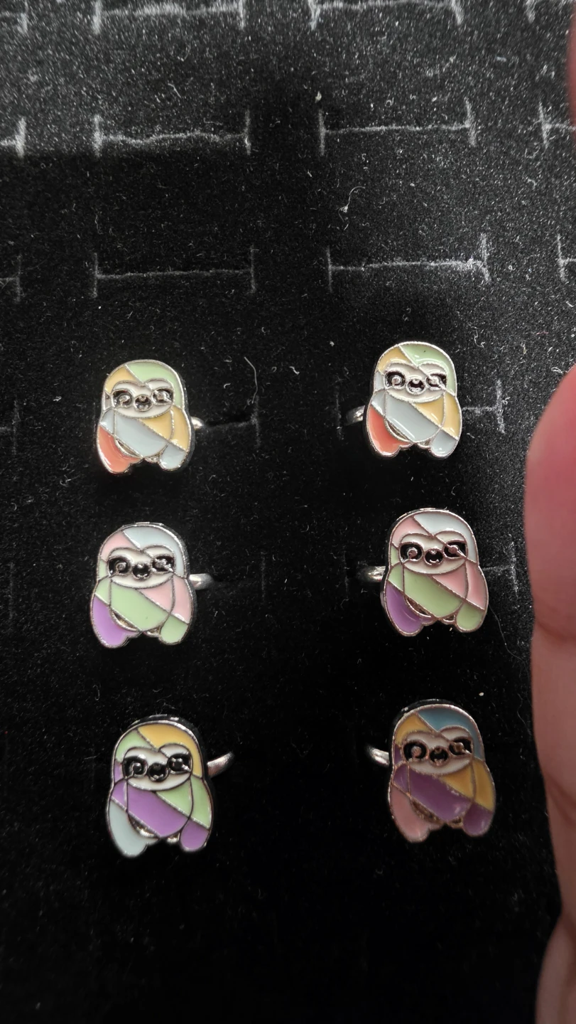 Enamel Sloth Charms rings for kids (437) - photo 2