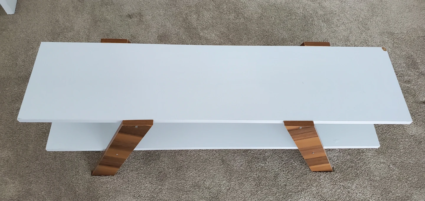 White TV stand with Wood Legs
