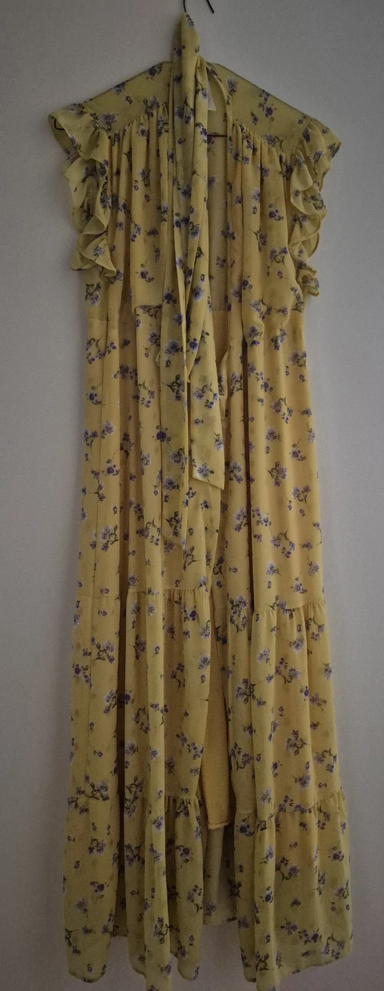 Gold & Silver Yellow Floral Maxi Dress Size 12