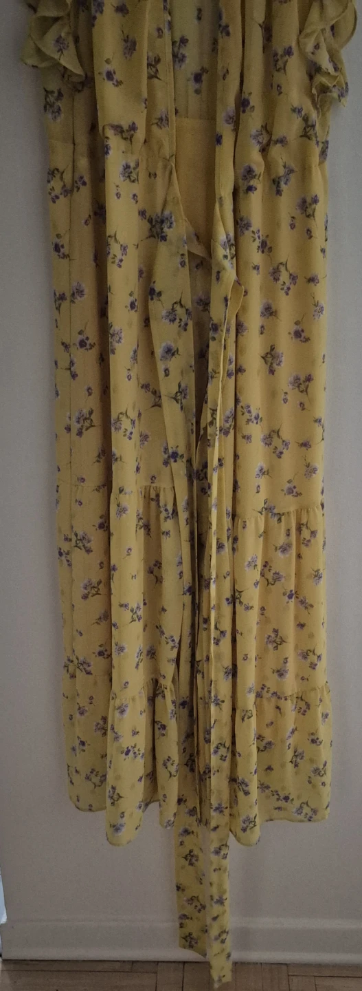 Gold & Silver Yellow Floral Maxi Dress Size 12 - photo 2