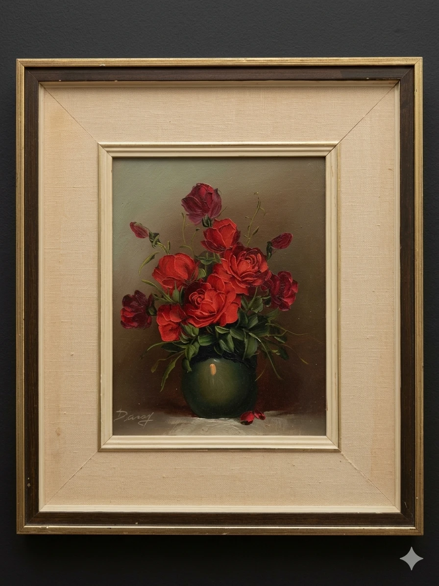 Original Oil Painting Red Roses by Darcy