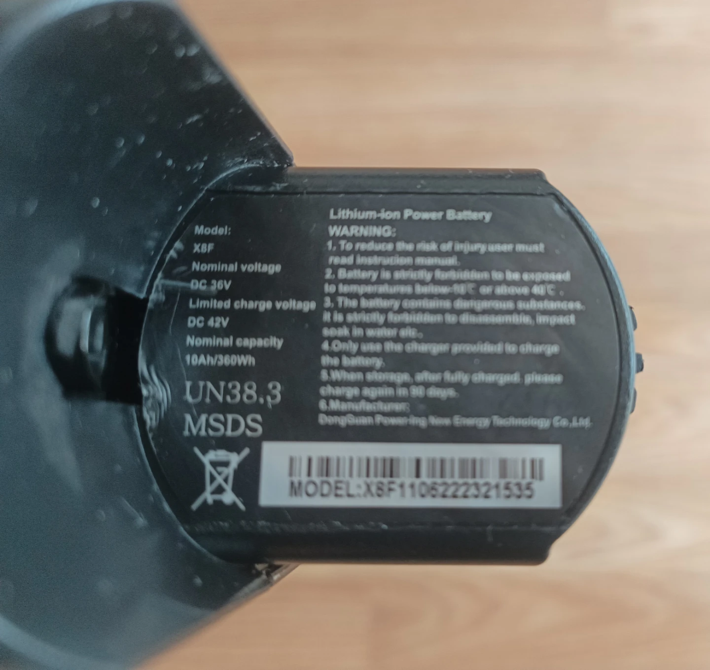X8F 36V 10Ah eScooter Lithium Battery Pack, Charger - photo 2
