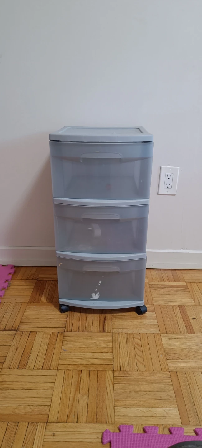 Grey 3-Drawer Plastic Storage Cart