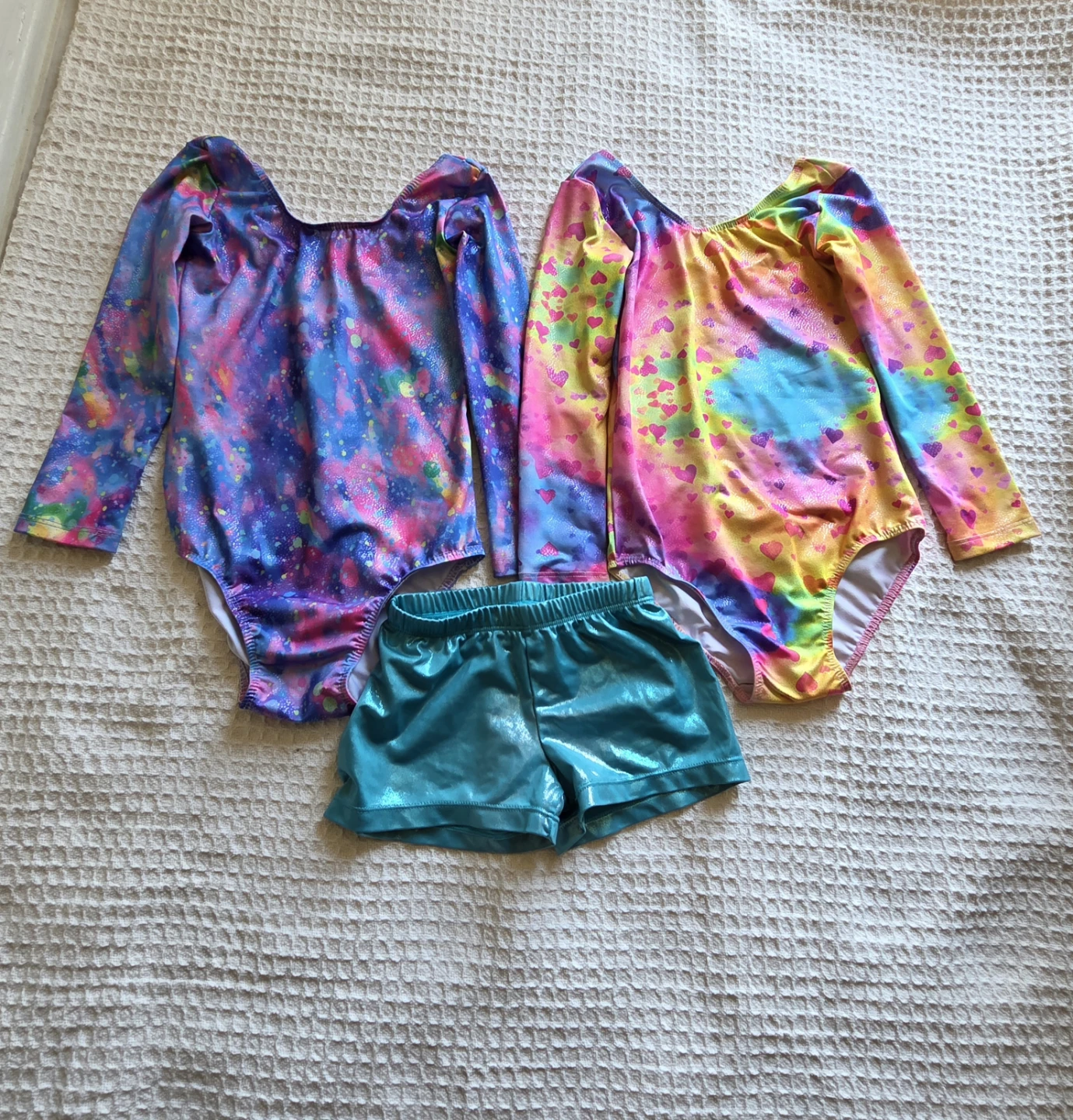 Girls Size 4T/110 Long Sleeve Gymnastics/Dance Leotards/Shorts