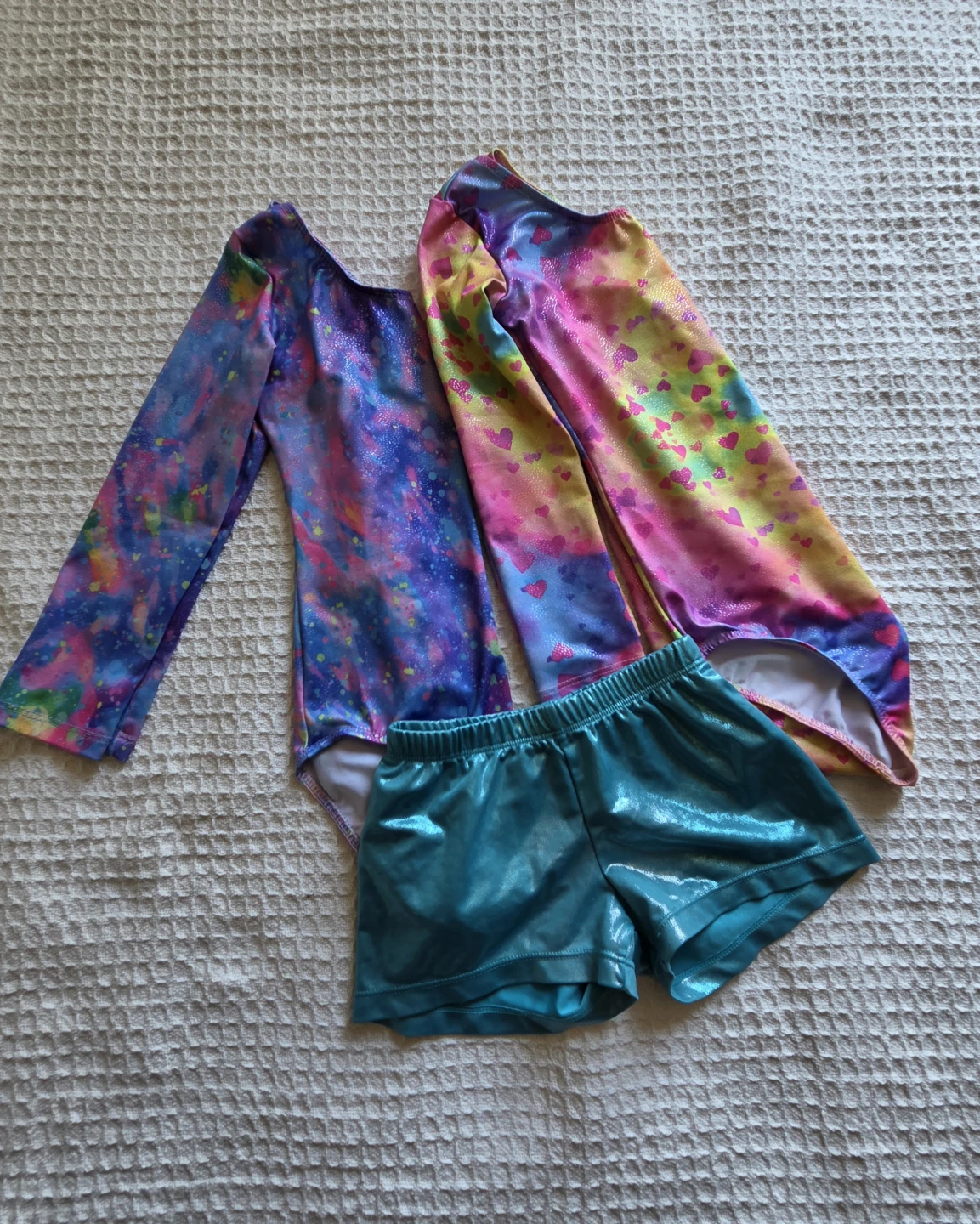 Girls Size 4T/110 Long Sleeve Gymnastics/Dance Leotards/Shorts - photo 3