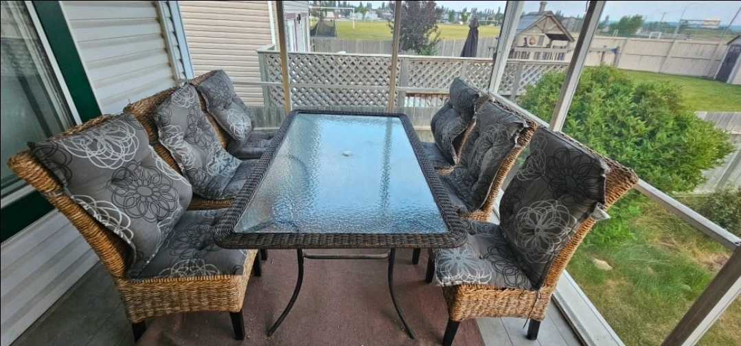 Wicker Patio Dining Set with Glass Table - photo 2