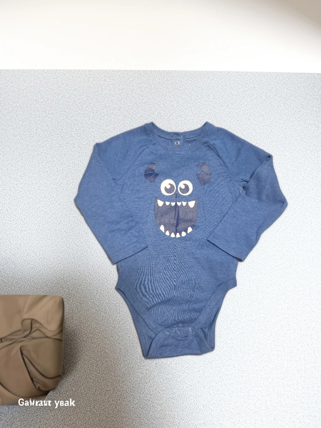 Blue Monster Long Sleeve Baby Bodysuit