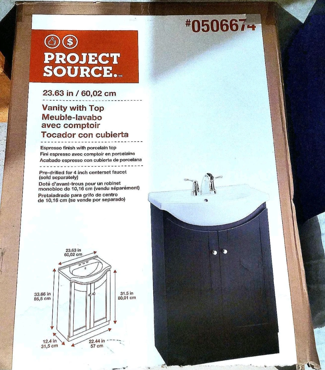 Project Source Vanity with Top with Espresso Finish