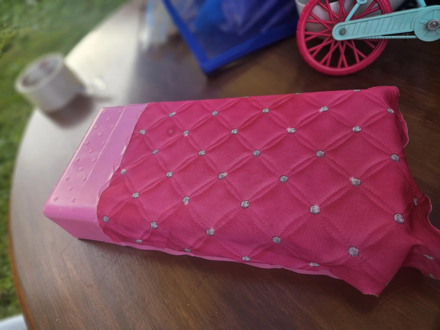 Kids Pink Quilted Pillow with Rhinestones