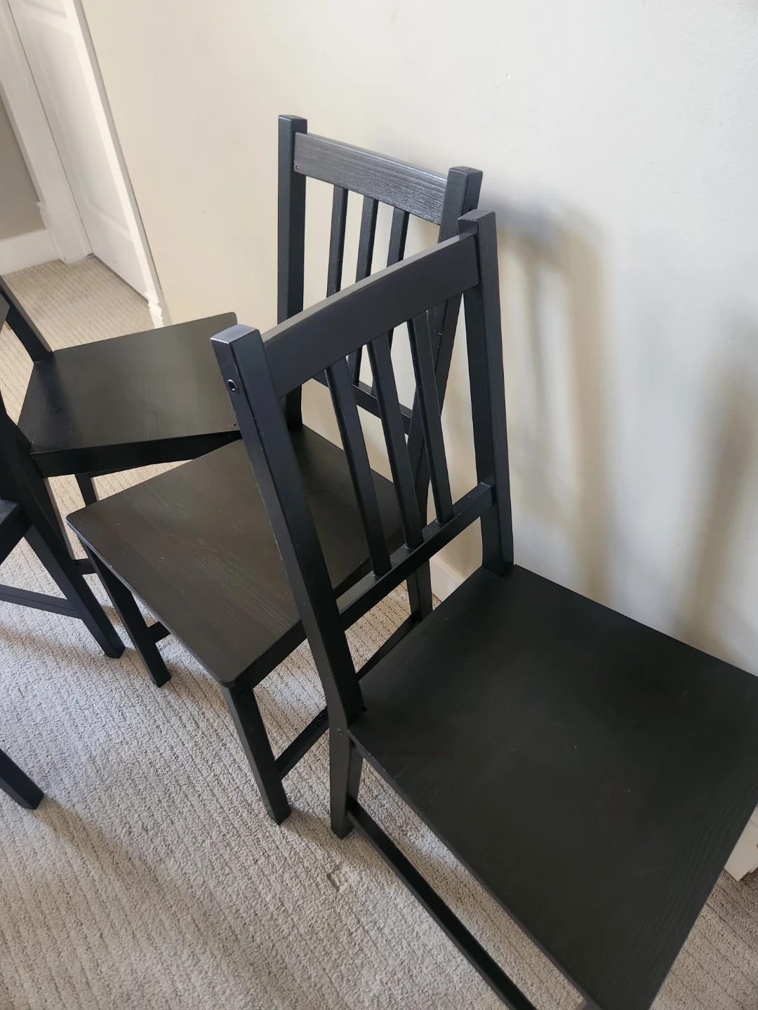 Set of 4 solid wood Black dining Chairs - photo 4