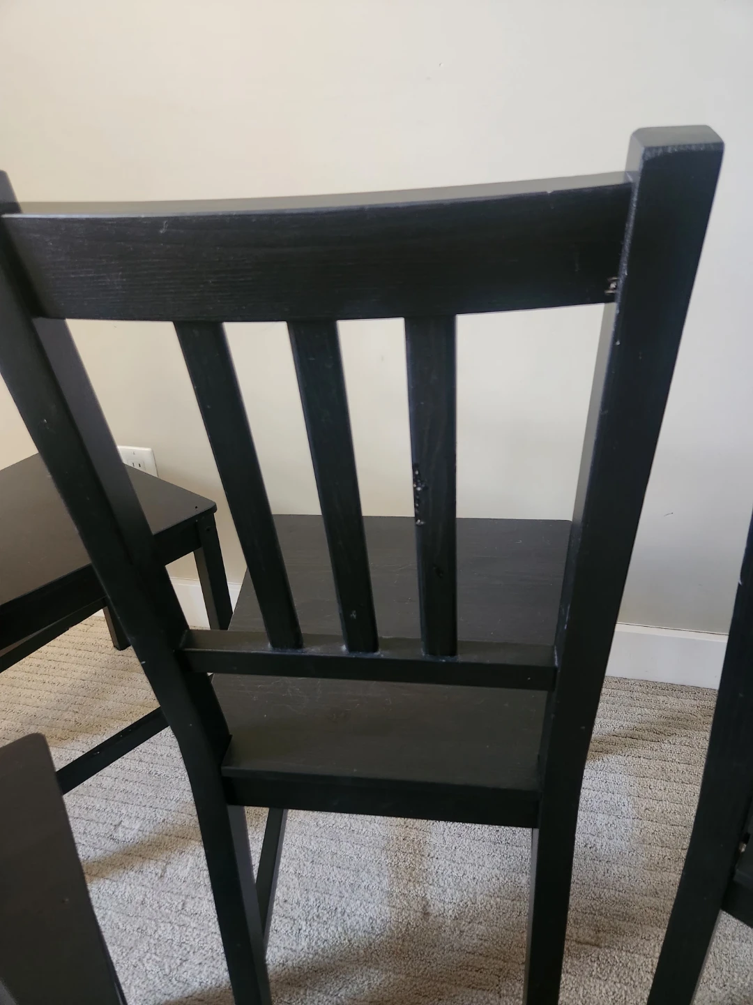 Set of 4 solid wood Black dining Chairs - photo 5