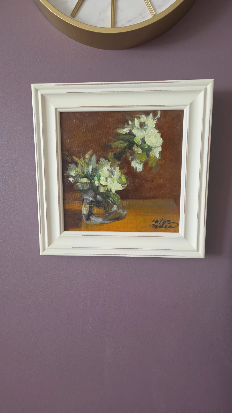 Oil Painting of Flowers in Vase by Malla