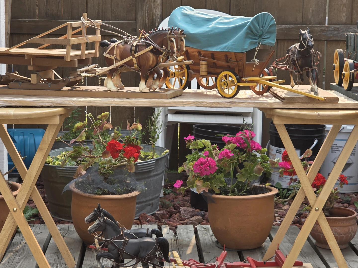 Vintage Horse Drawn Wagon and Tractor Toys