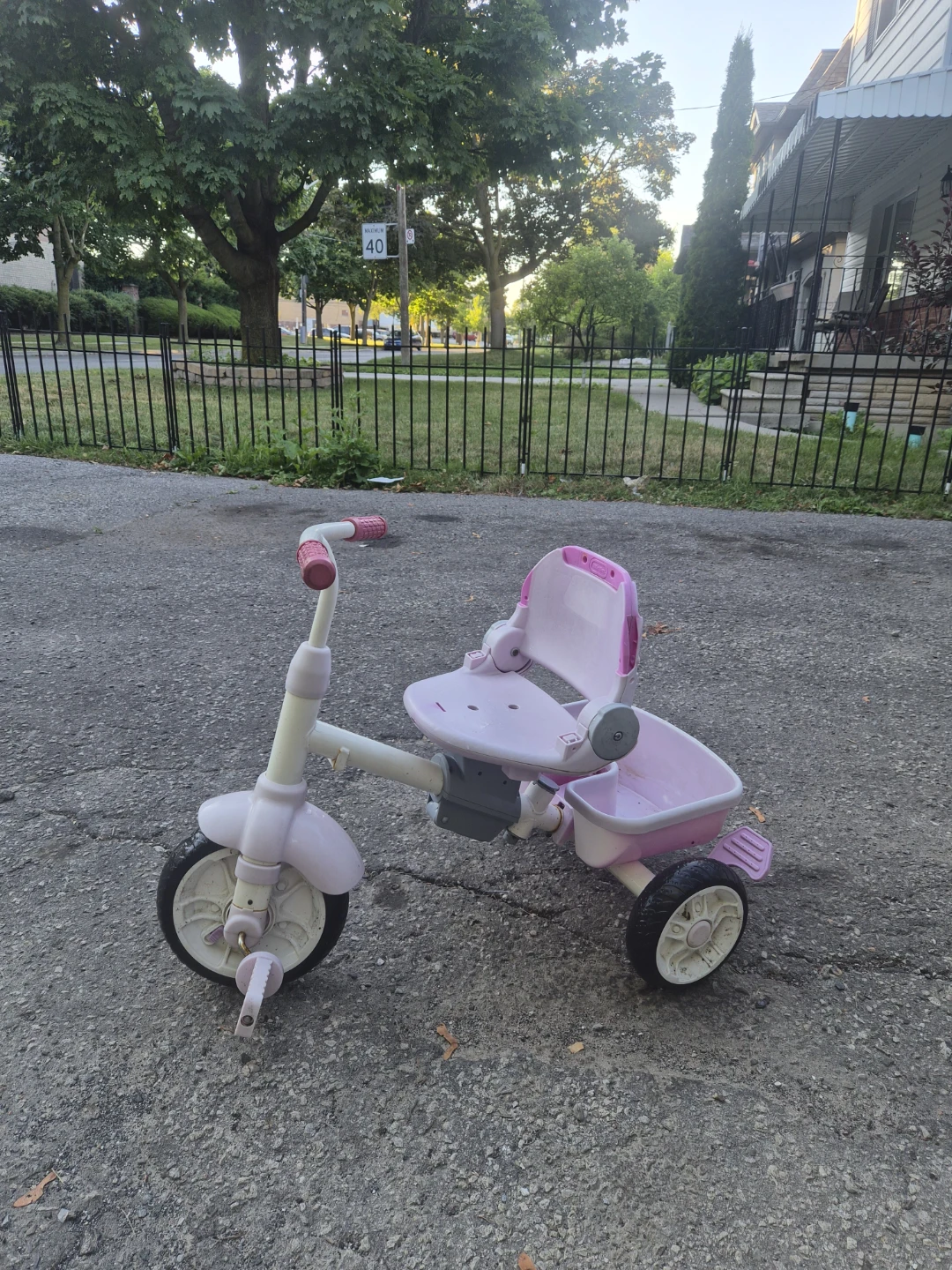 Pink Toddler Tricycle with Storage Basket