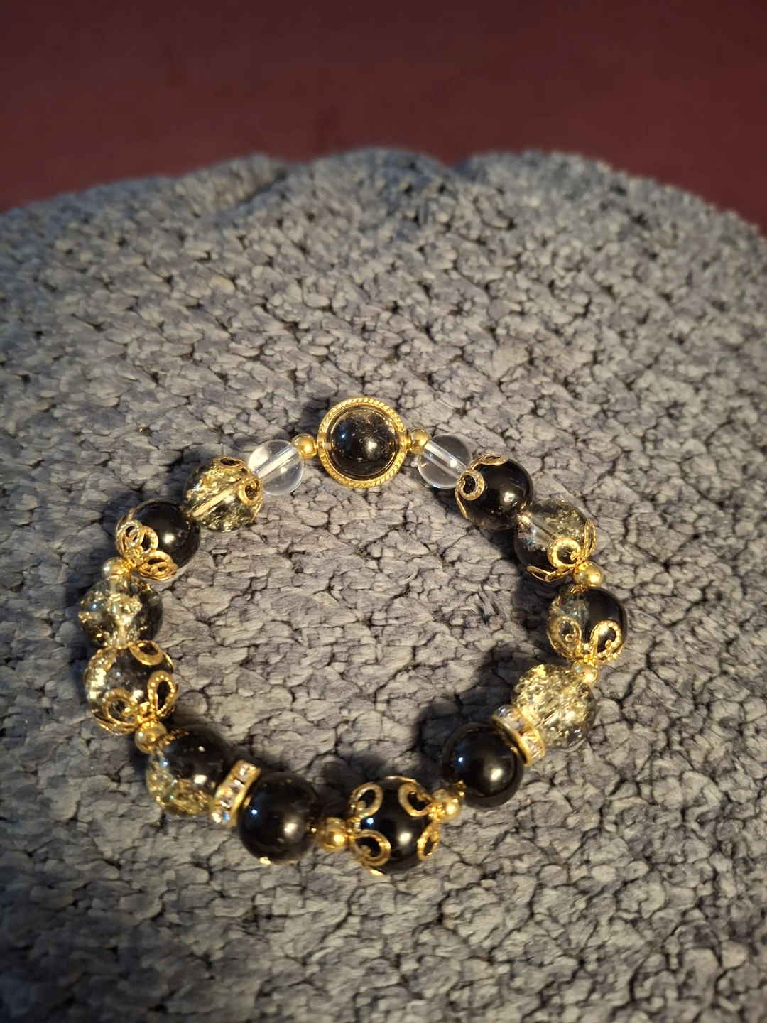 Beaded Bracelet with Black Onyx and Gold Accents - photo 2