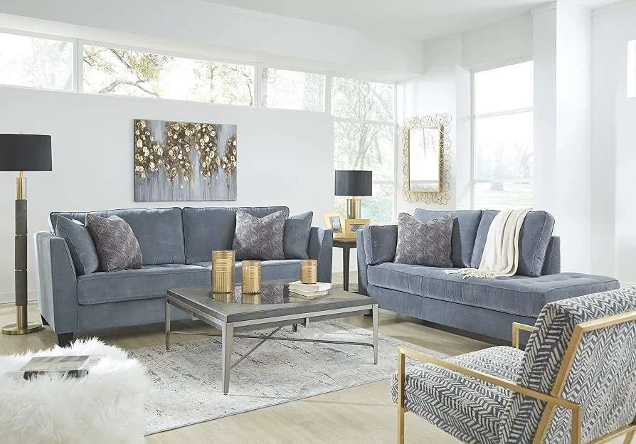 Ashley Sciolo Upholstered Chaise and Sofa,  Light Blue - photo 2