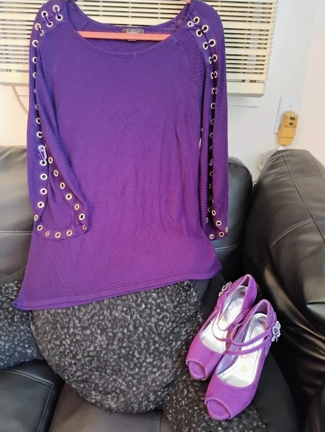 Bellini Purple Lace-Up Sleeve Sweater - photo 5