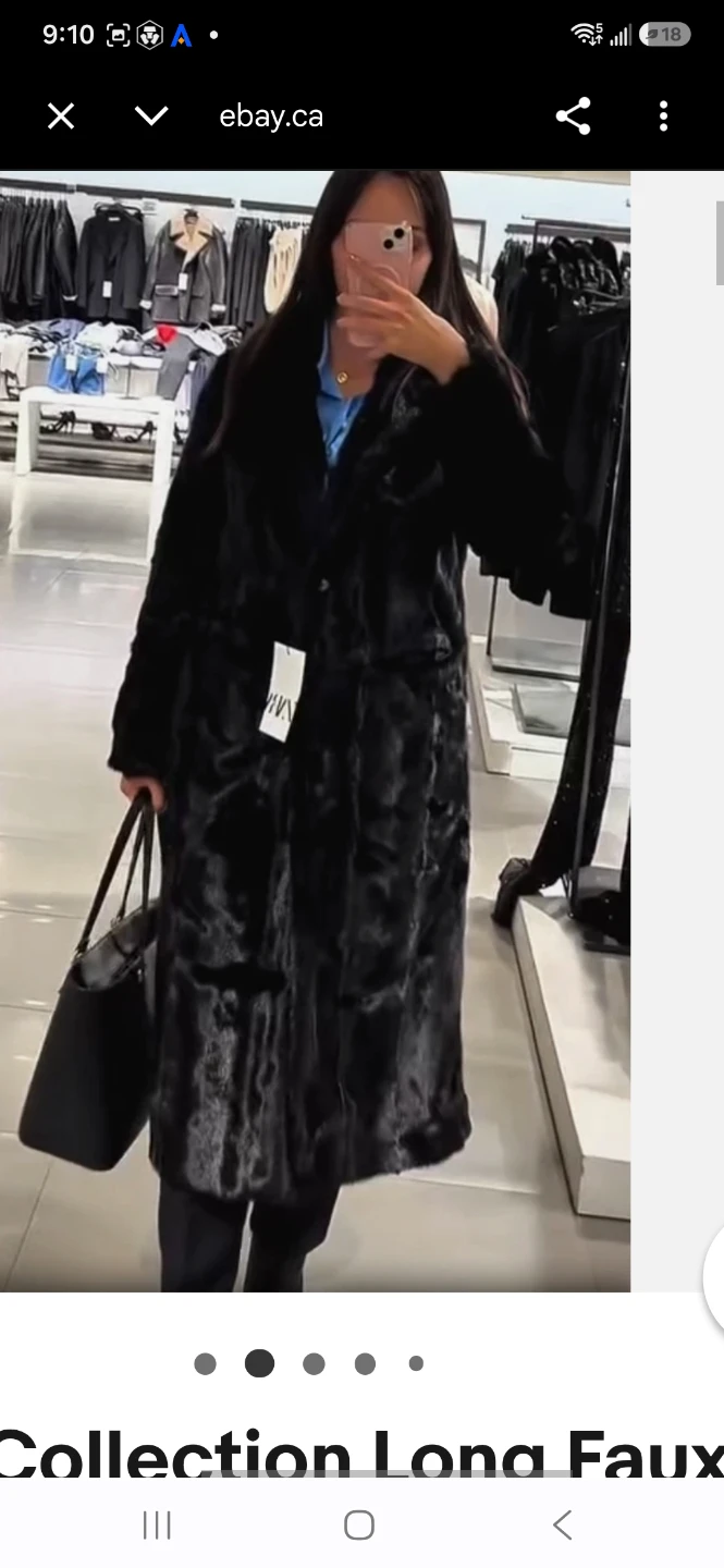 Zara Black Faux Fur Long Coat - Size S - photo 3