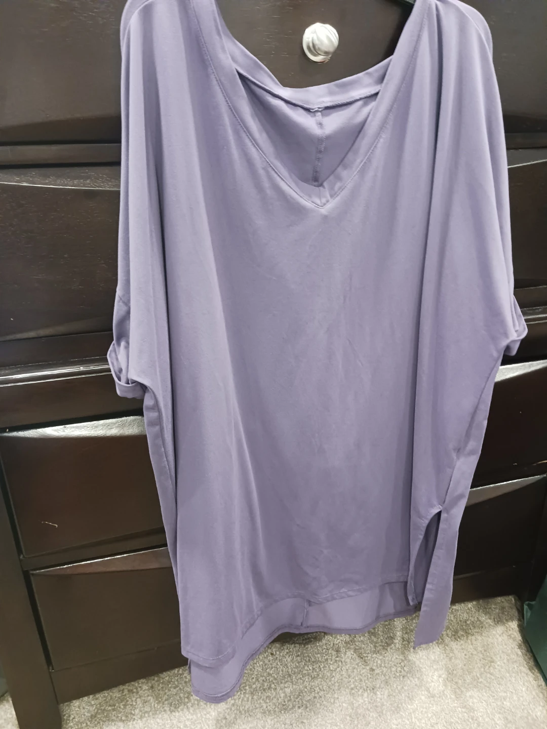 Purple V-Neck Dolman Sleeve Tunic Top