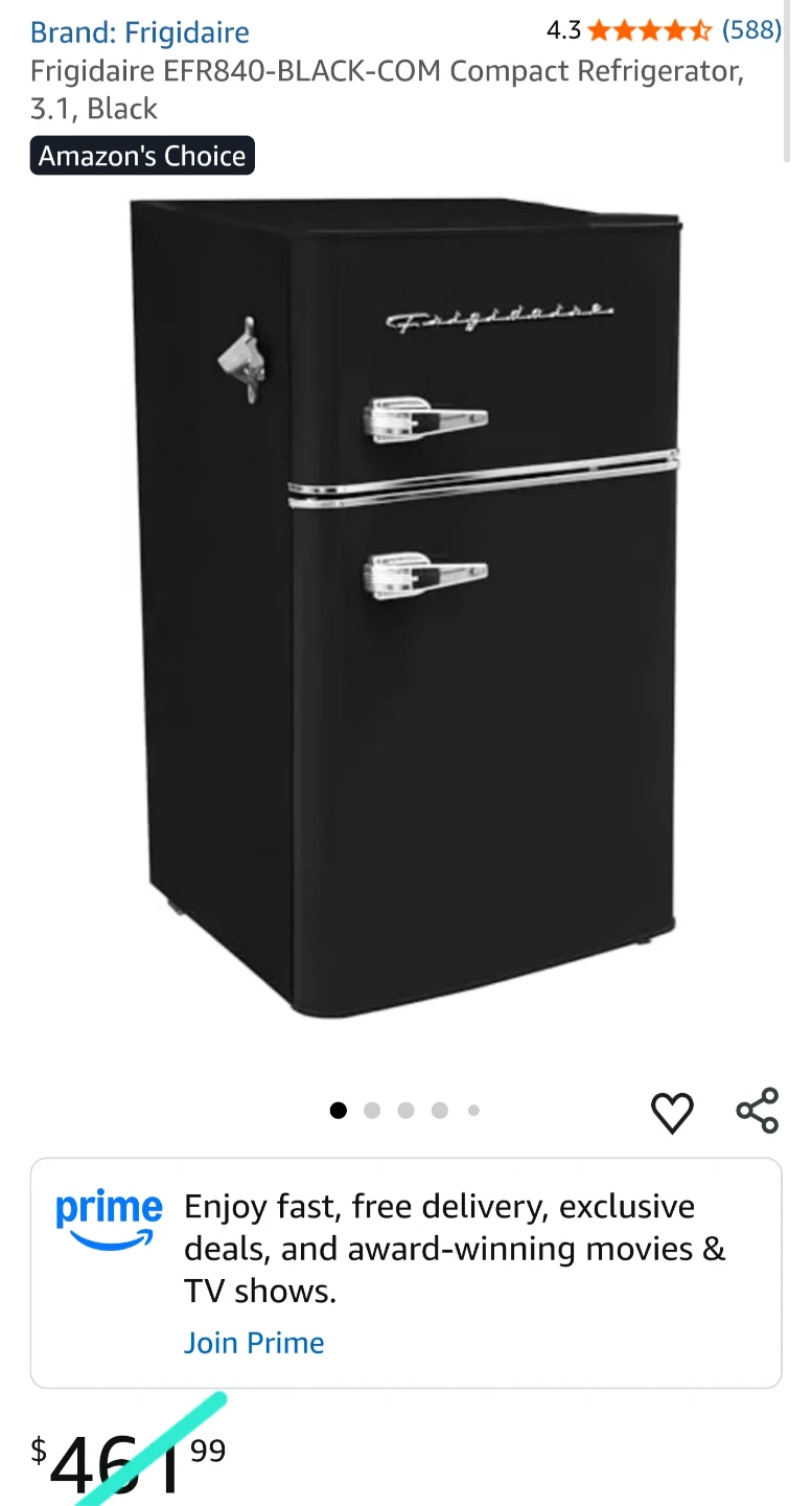 RETRO Frigidaire Compact Refrigerator, 3.1, Black