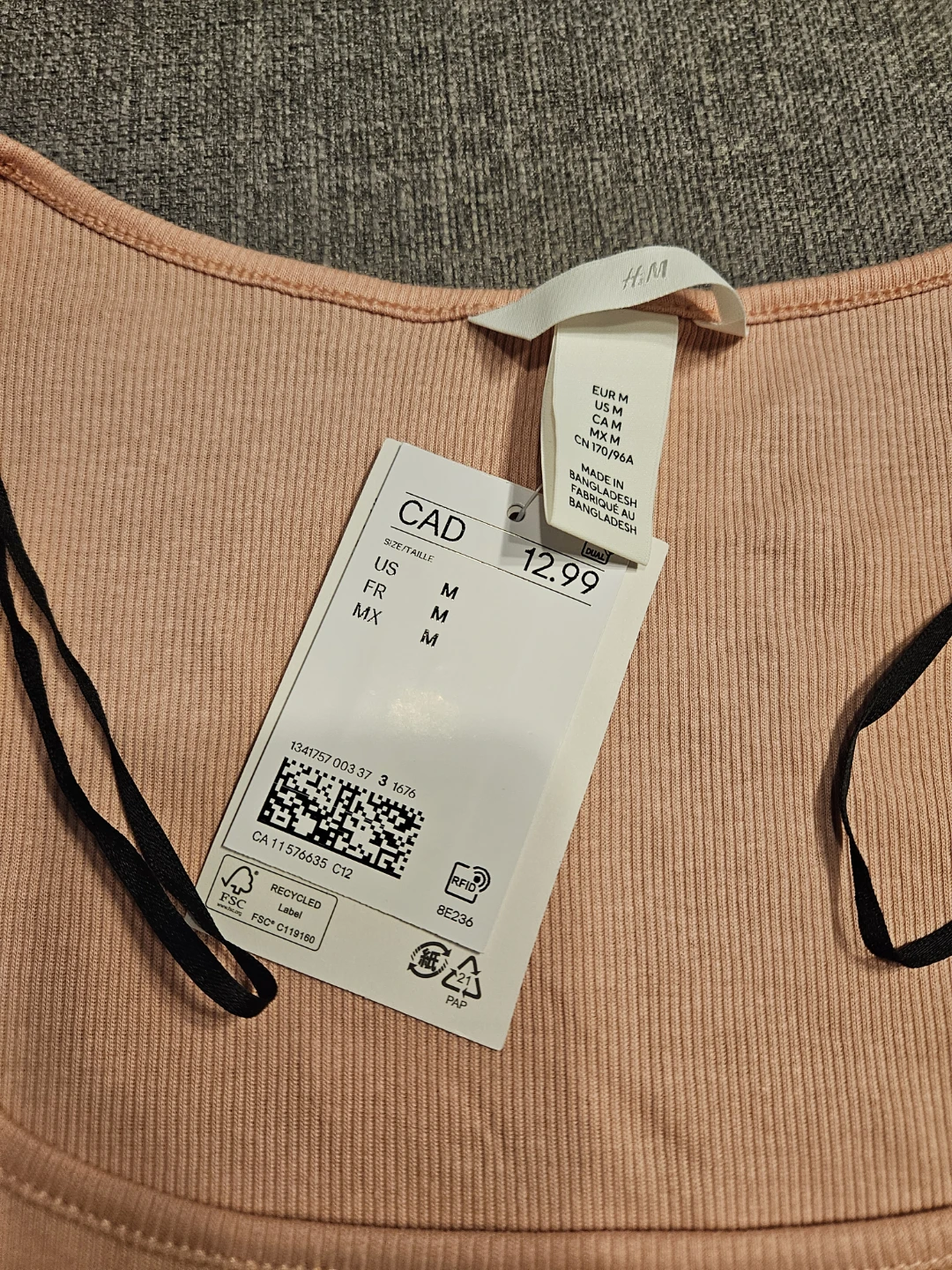 NWT H&M Ribbed Square Neck Top pink - photo 4